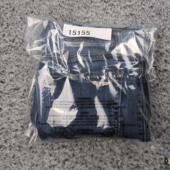 Rock & Republic Jeans Women 14 Blue Straight Leg Distressed Mid Rise Stretch - Picture 10 of 10